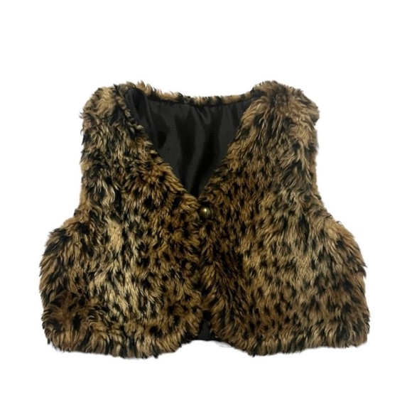 Faux Fur Animal Print Toddler Fashion Vest - Picture 1 of 4